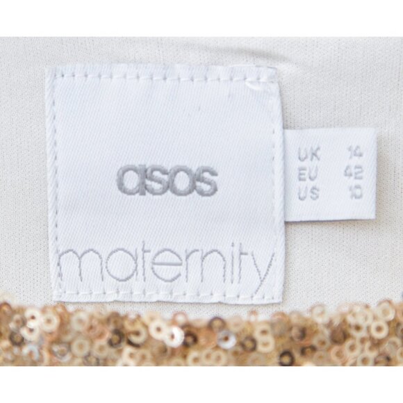 ASOS Maternity Gold Sequin and Ivory Midi Party Dress, size 14 - Picture 7 of 8